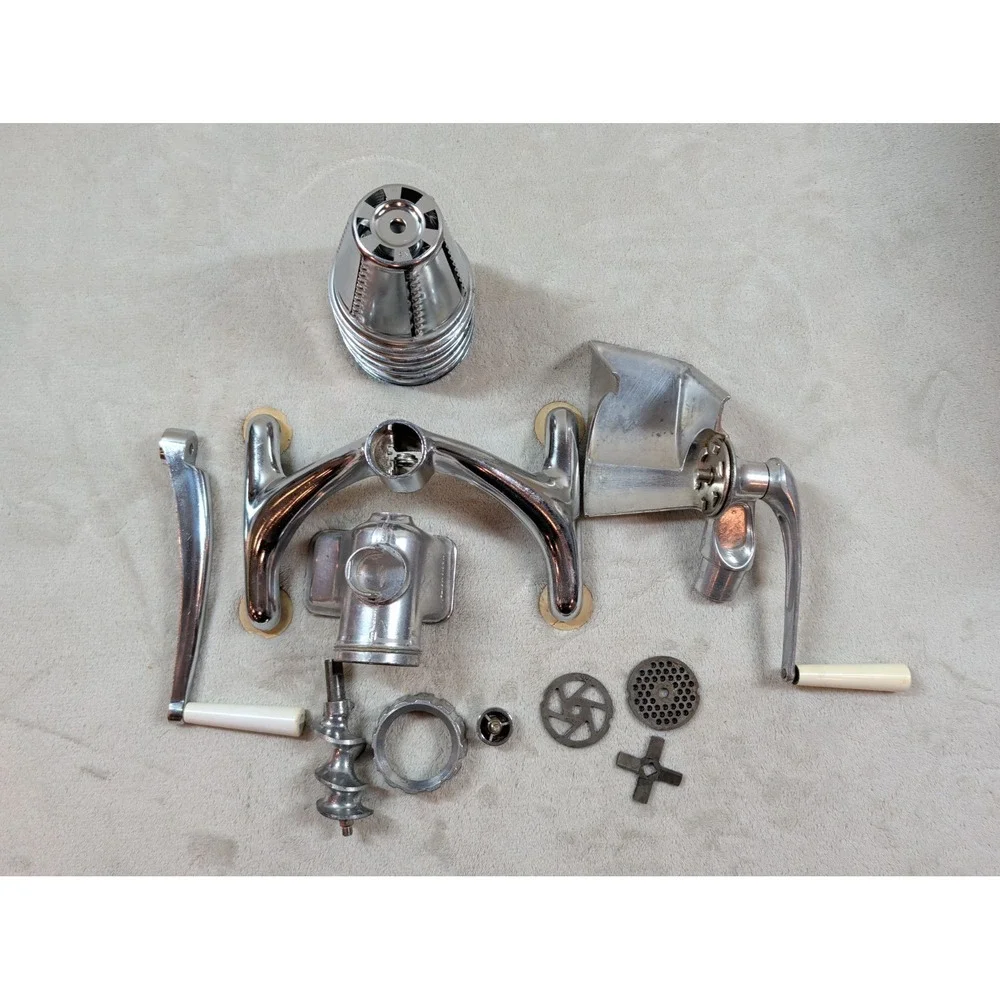 Vintage Magic Hostess Rotary Grater Meat Grinder 4‎ Drum Complete Set